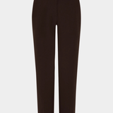 Dark brown cropped trousers shown flat against a light gray background.