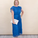 Azure Blue Flutter Short Sleeve Dress