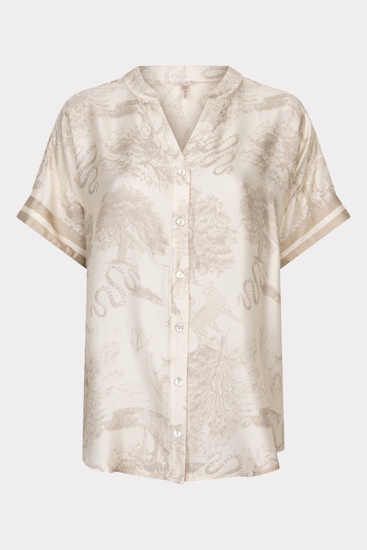 Beige patterned shirt on a white background