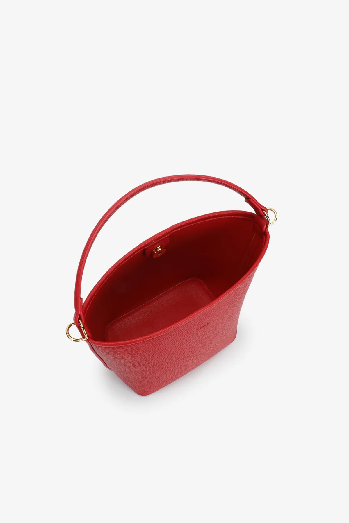 Red handbag with a handle on a white background
