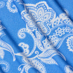 Short-sleeve crewneck top with two-tone paisley print.