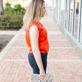 Orange Sleeveless Knit Top