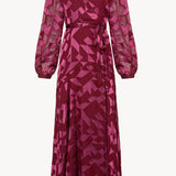 London Gown in Cabernet Silk Geo Burnout