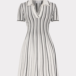 Black and white striped dress on a white background