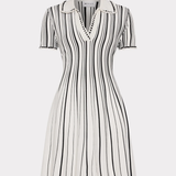 Black and white striped dress on a white background