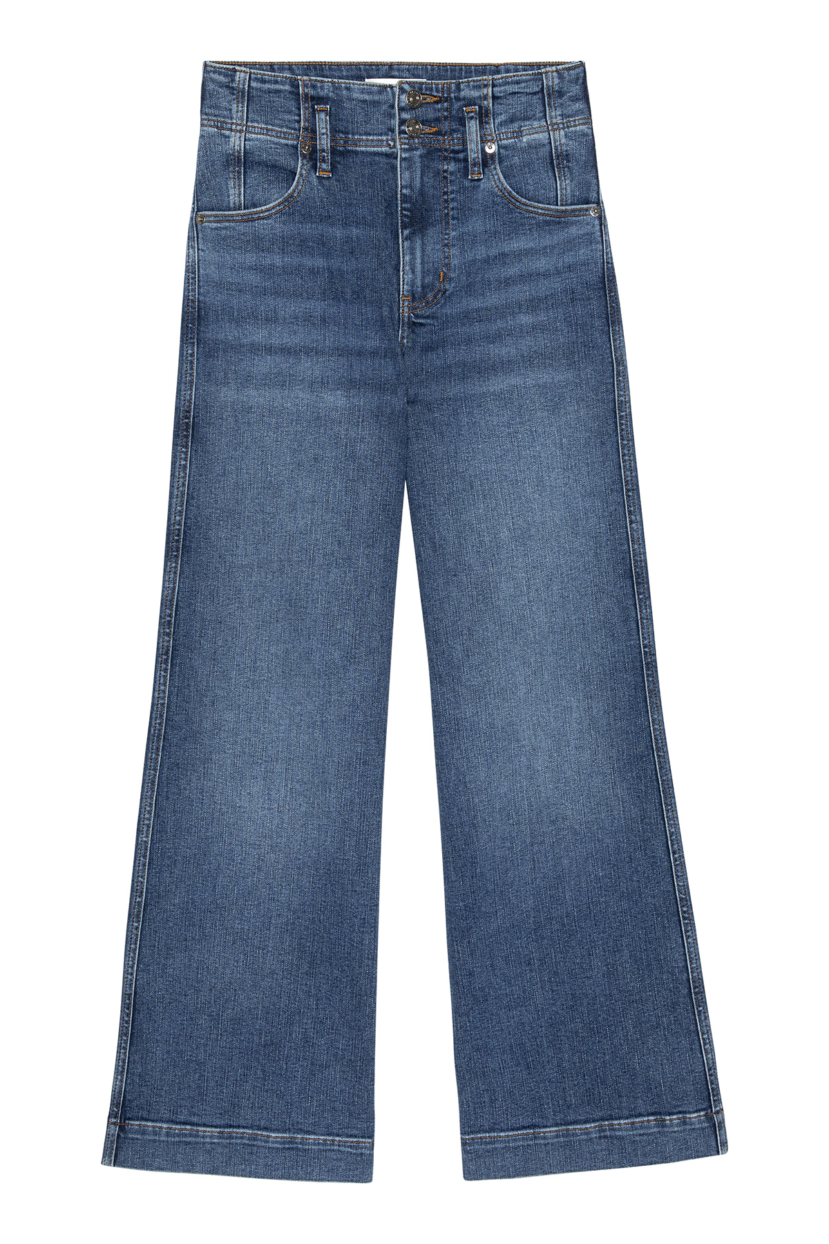 Pair of blue jeans on a white background