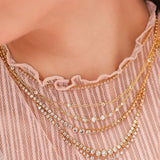 Triple Layer Link Chain Tennis Necklace