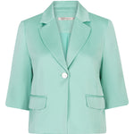 Mint green blazer on a white background