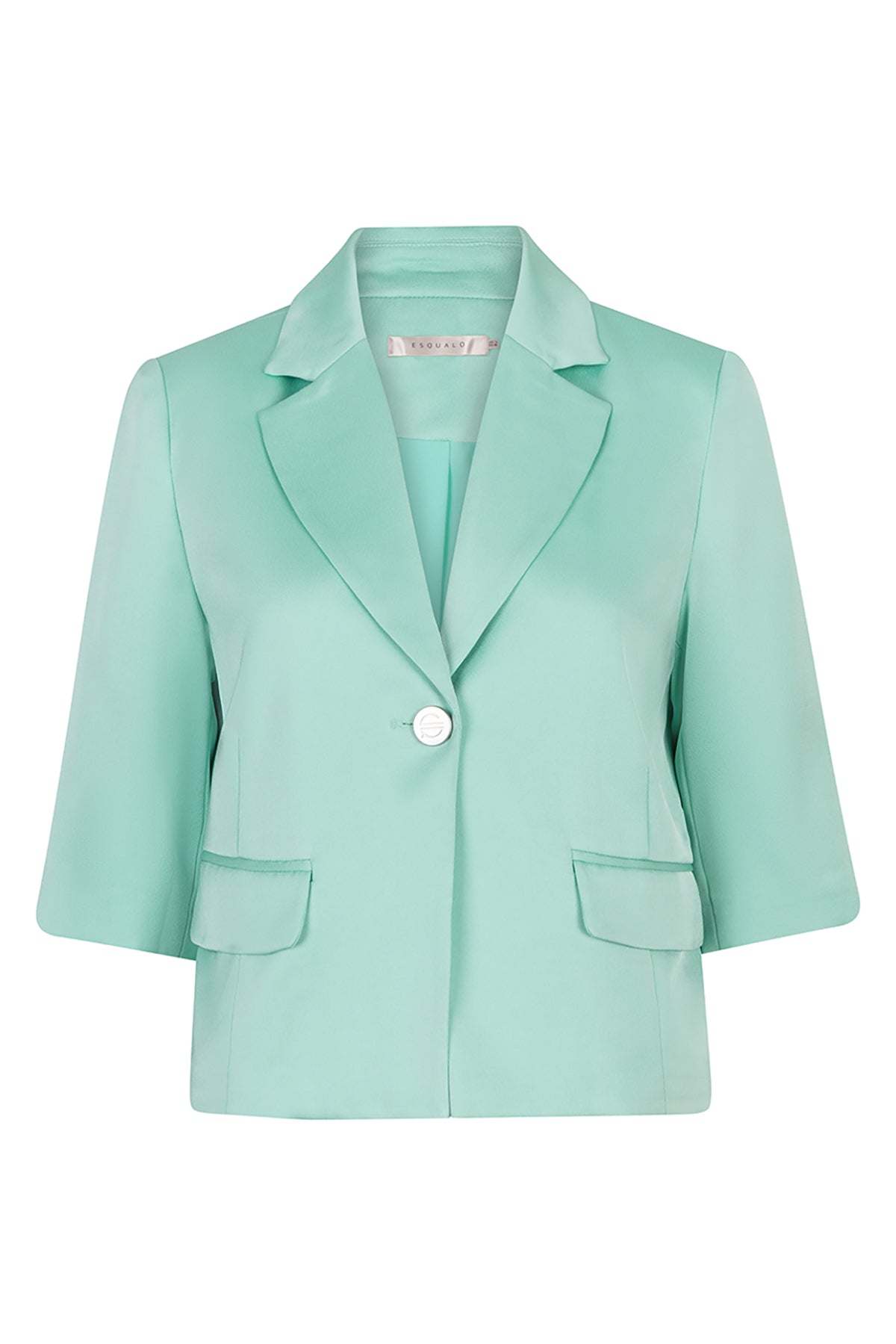 Mint green blazer on a white background