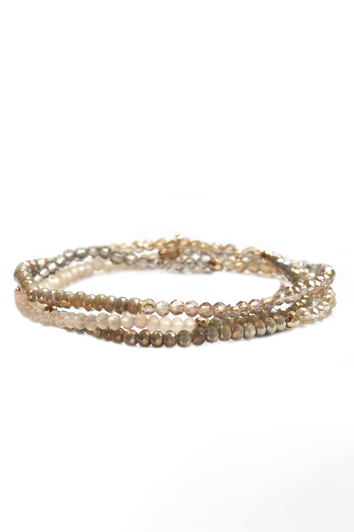 Multistrand beaded bracelet on a white background