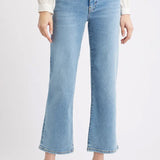Light-wash relaxed straight-leg jeans with a mid-rise fit.
