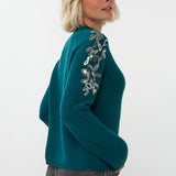 Sweater Rib Shoulder Sequins