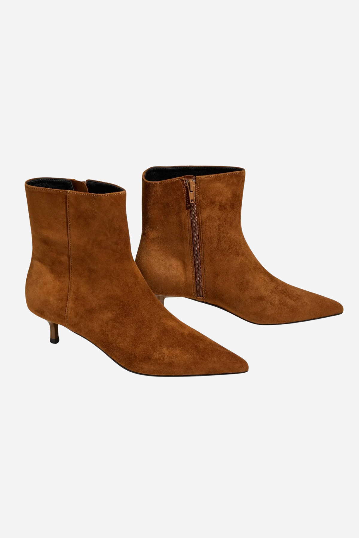Women's brown textured ankle boot featuring a sleek silhouette and heel.