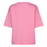 back of pink t-shirt on white background 