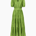 Green pleated dress on a white background