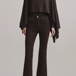 Women's dark-wash high-rise cropped bootcut jeans featuring a streamlined fit through the hip and thigh.
