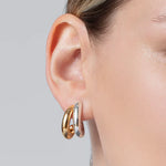 Elegant mixed metal drop earrings with refined detailing
