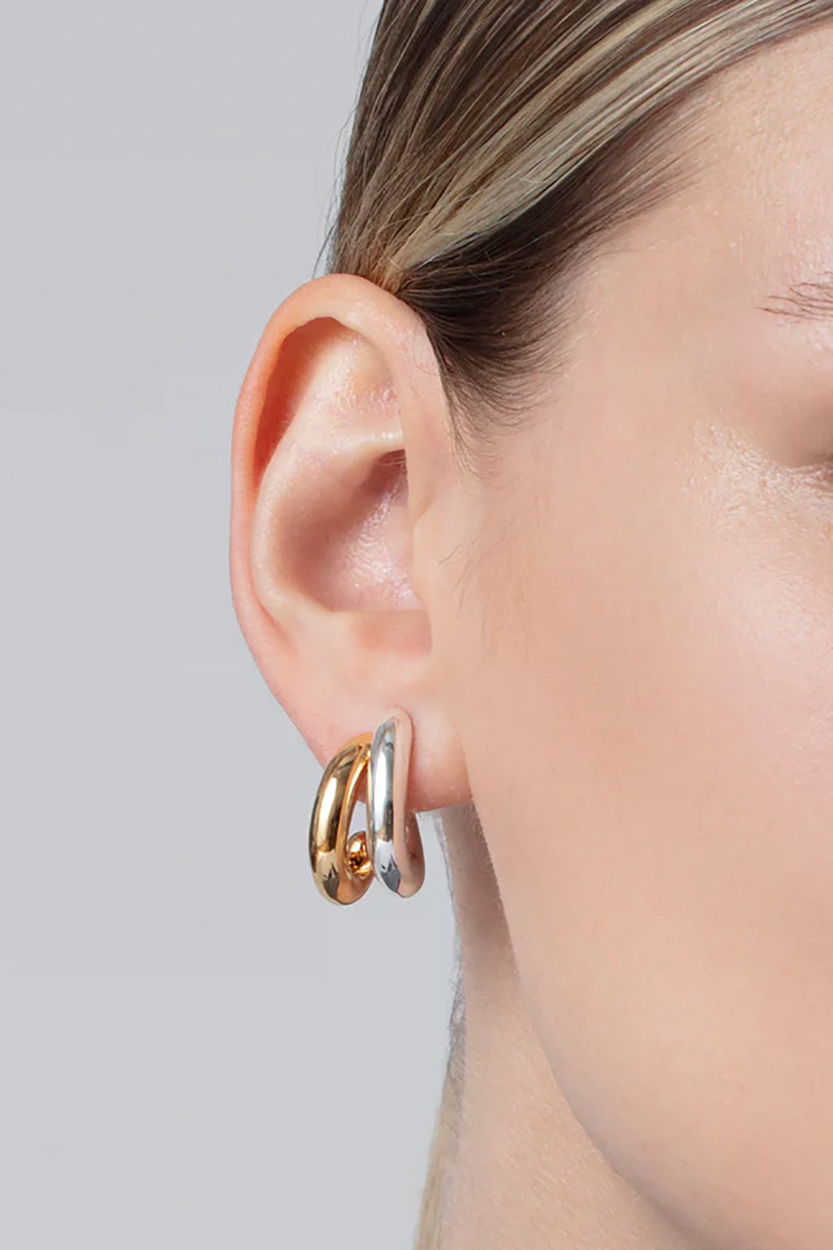 Elegant mixed metal drop earrings with refined detailing