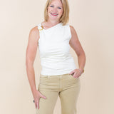 Asymmetrical Shoulder Top With Metal Ring