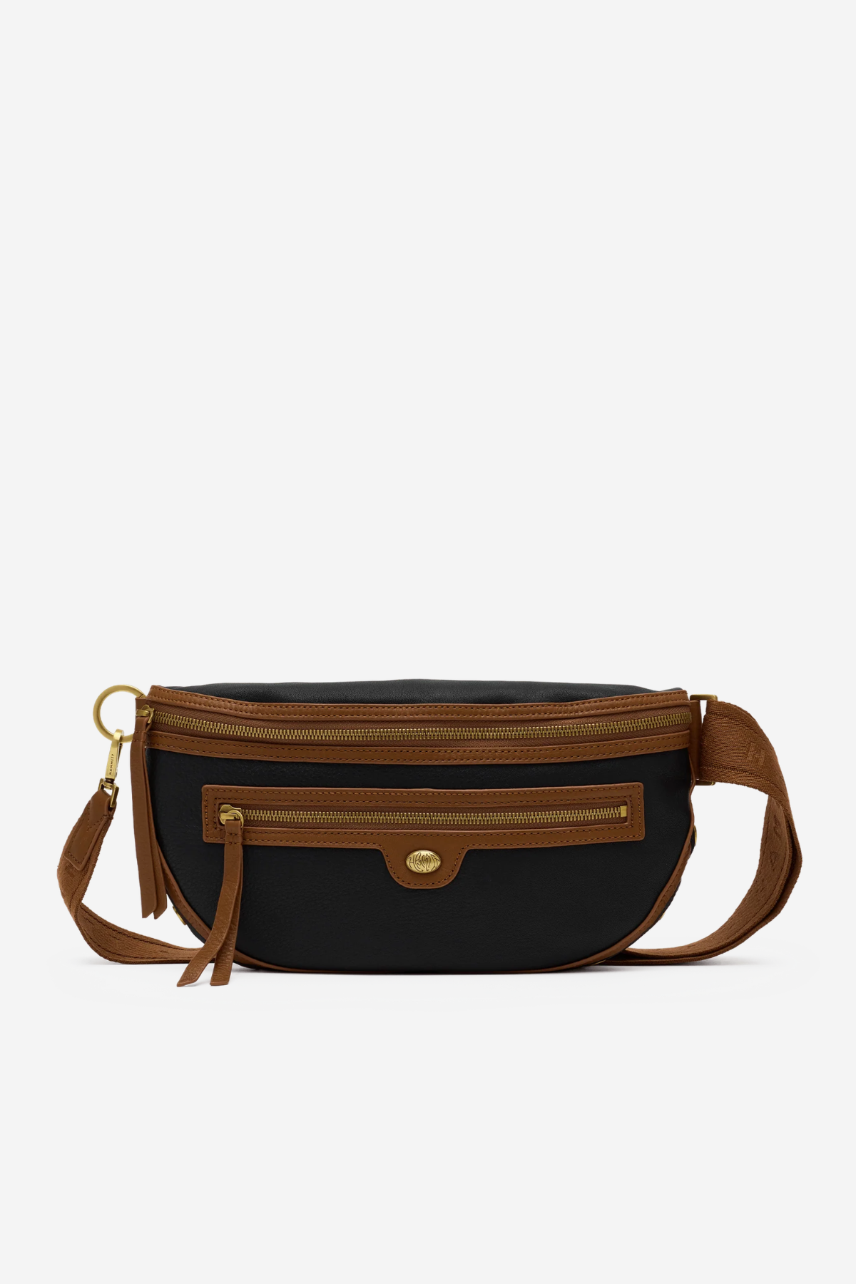 Large structured crossbody bag in a neutral tone featuring an adjustable strap and polished hardware.