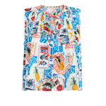 Colorful tropical patterned shirt on a white background