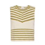 Knitted vest with green and white pattern on a white background