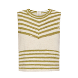 Knitted vest with green and white pattern on a white background