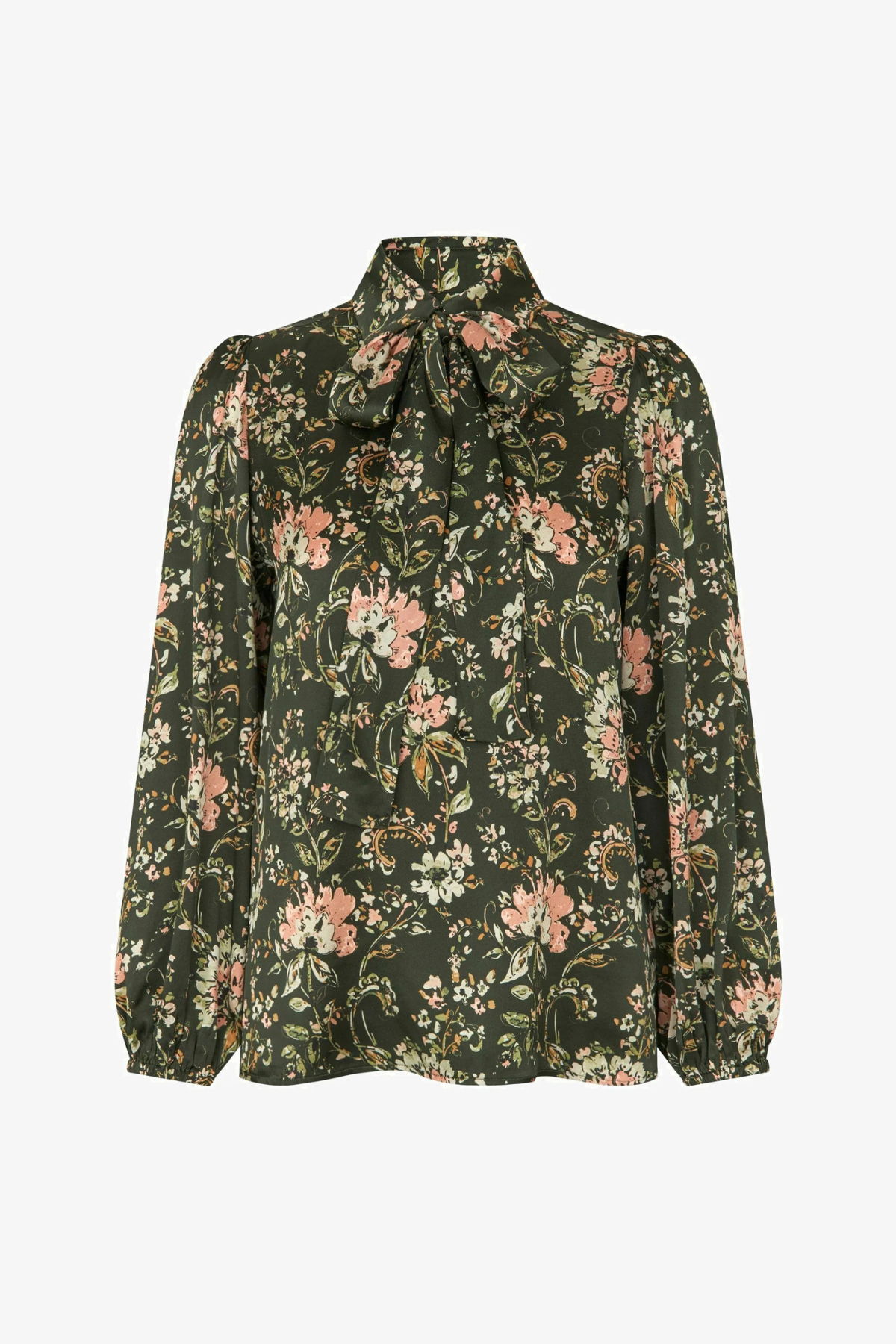 Women's printed style featuring an earthy multicolor pattern and feminine silhouette.