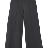 Black wide-leg denim jeans shown flat against a plain white background.