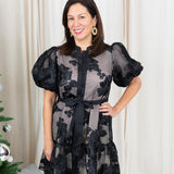 Floral Lace Waist Tie Dress