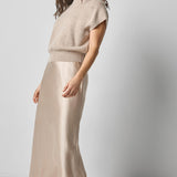 Satin Slit Front Skirt