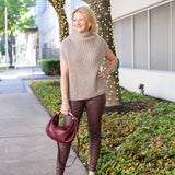 Knit Mock Neck Sleeveless Poncho