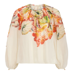 printed long sleeve blouse one white background 