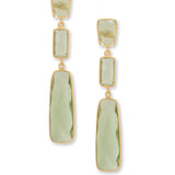 14 Karat Gold Plated Rectangle Prasiolite Drop Earrings