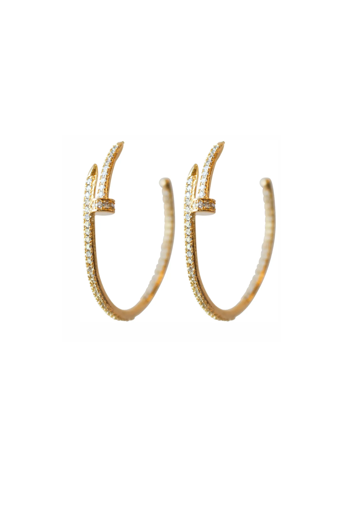 gold nail detail hoop gold earrings