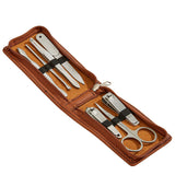 Leatherette Manicure Set, Caramel