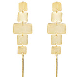 Gold Brushed Square Drop Earrings