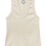 white vneck tank top on white background 