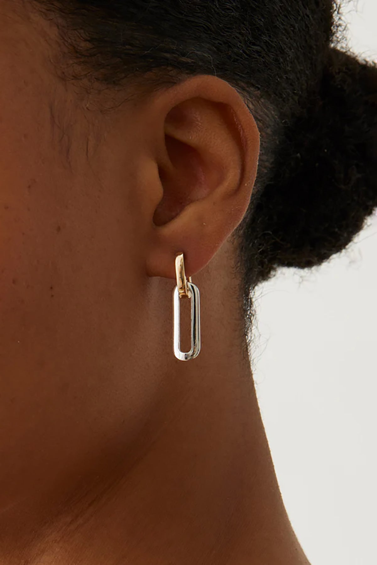 Detachable link earring shown in both short and extended styles