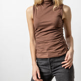 Shirred Mock Neck Tank