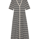 Black and white striped dress on a white background