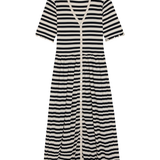 Black and white striped dress on a white background