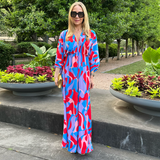 Multi Color Print Kimono Maxi Dress