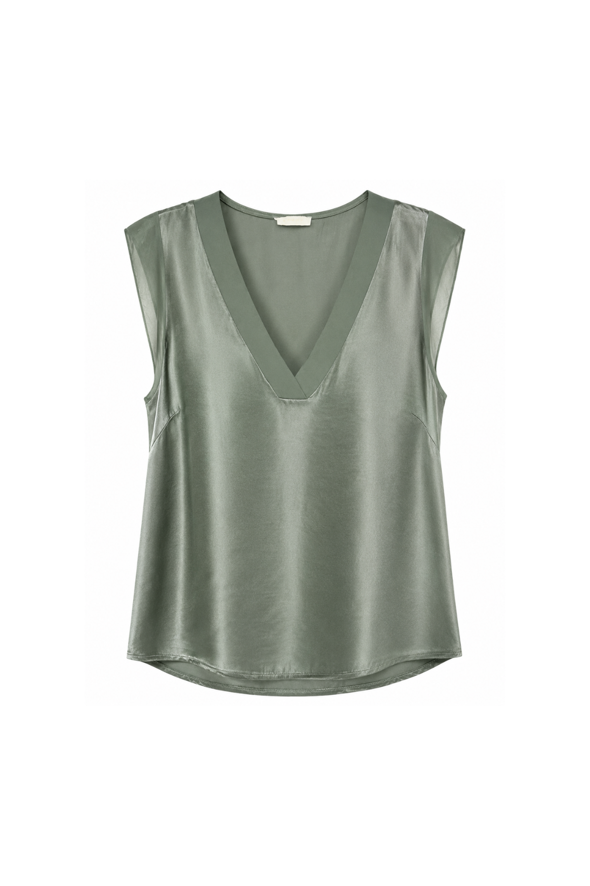 Green sleeveless top on a white background