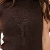 Sleeveless Lurex Turtleneck Sweater