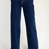 Dark blue jeans on a white background