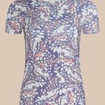 Short-sleeve shirt with a floral pattern on a beige background