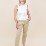 Asymmetrical Shoulder Top With Metal Ring