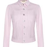 Light pink denim jacket on a white background