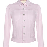 Light pink denim jacket on a white background